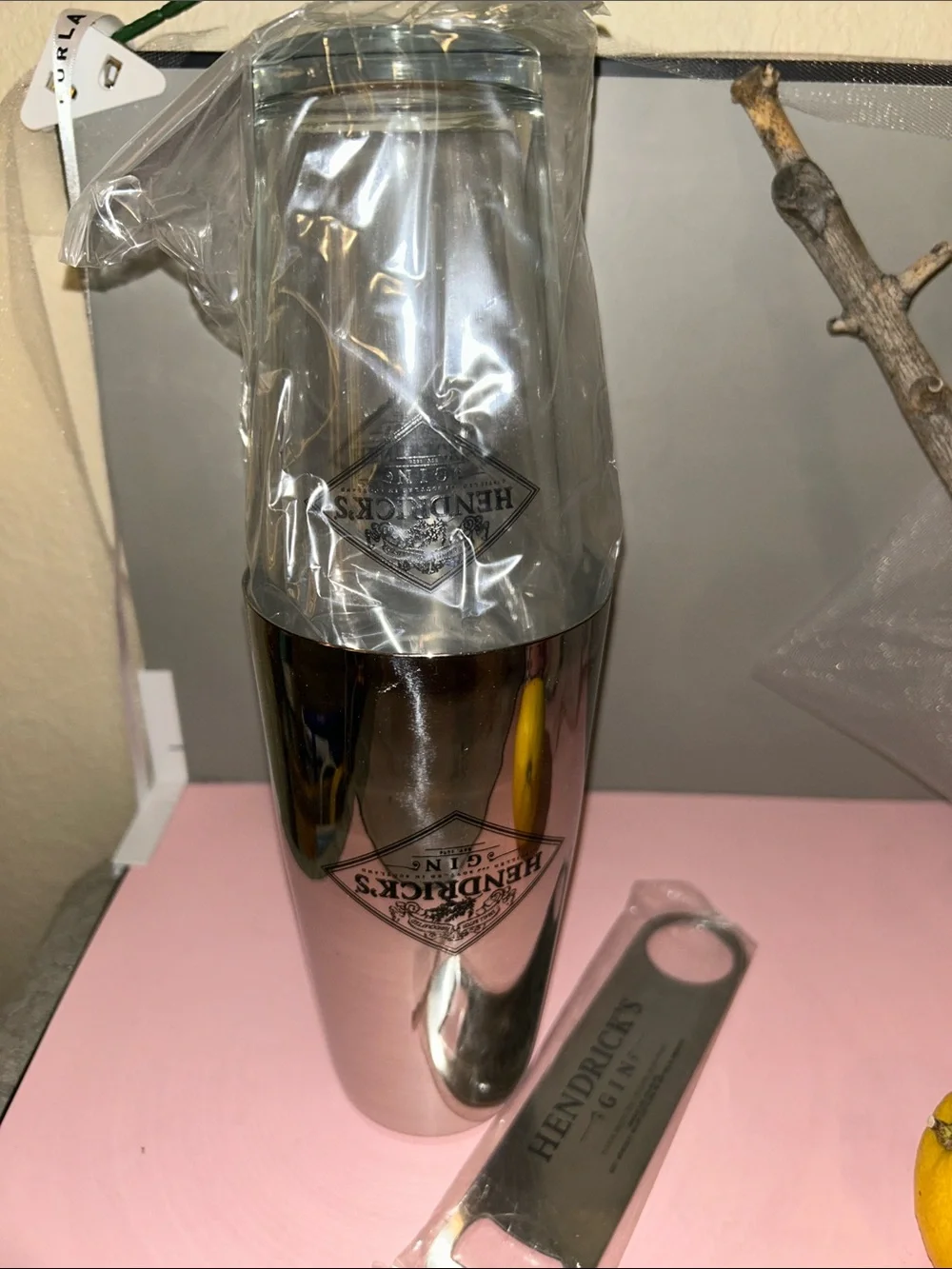 Stainless Steel Cocktail Shaker & Bottle Opener Glass Set - Silver